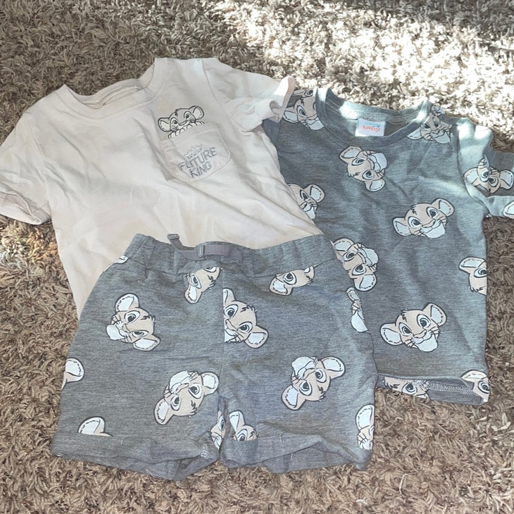 Disney Baby Boy Lion King T-Shirts and Shorts Set, 3-Piece
